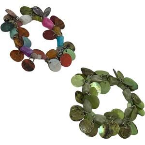Boho Shell Beaded Bracelet Set with Multicolor Charms